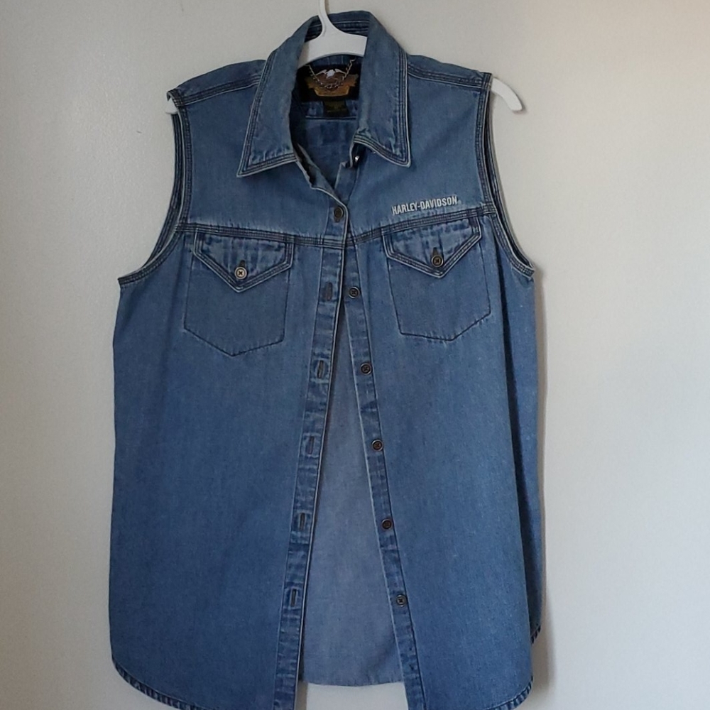 Vintage Harley Davidson Demin Vest